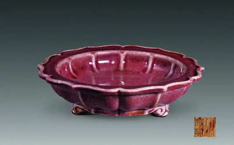 仿宋钧窑三足棱口水仙花盆】拍卖品_图片_价格_鉴赏_清代单色釉瓷器