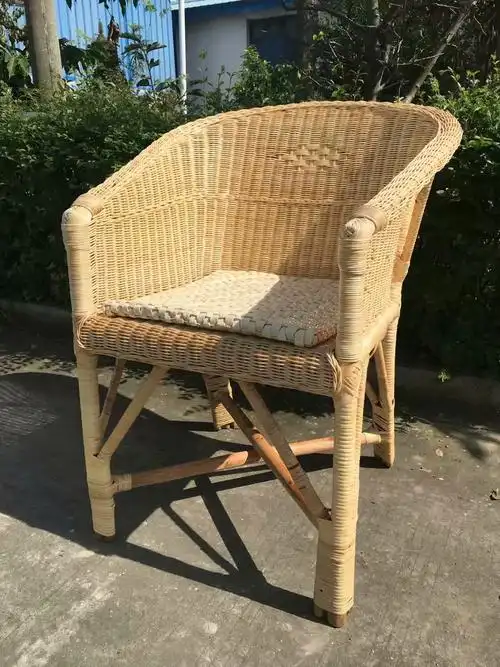藤椅子单个手工精编超大号加固天然藤椅手工编织办公藤椅老人高靠背