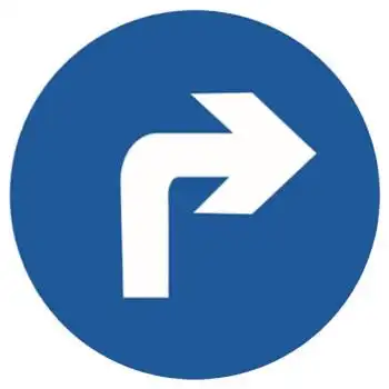 【筑采1】筑采 标志牌国标铝合金反光交通安全标志牌(向右转弯)φ60cm