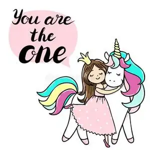 漂亮的小的公主是(be的三单形式拥抱独角兽.你是指已提到的人num.