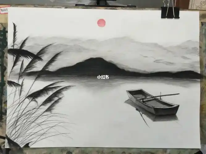 素描山水画