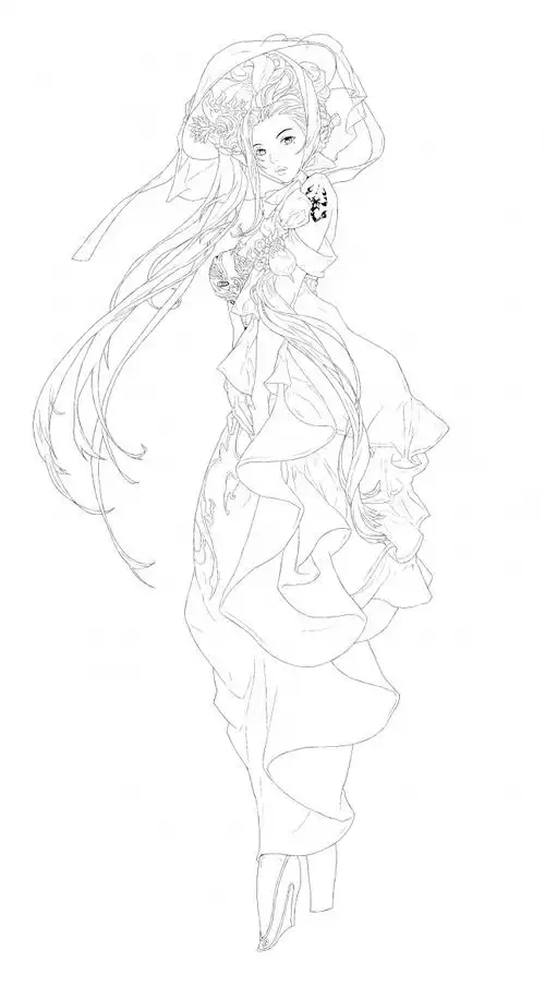 160张古风手绘线稿图片古风动漫插画线稿图片素材古风白描图