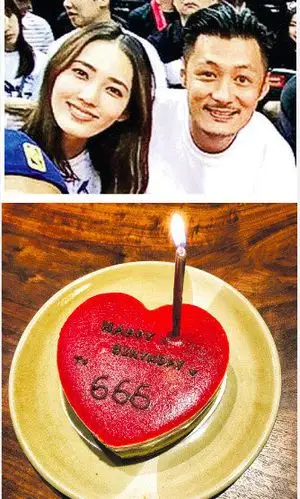 刚过完36岁生日的余文乐,在社交网站上载心形生日蛋糕,最吸人眼球的是