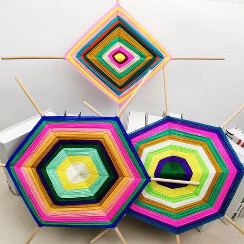 幼儿园中大班儿童手工编织精细动作diy四六八边形创意绕线编形状