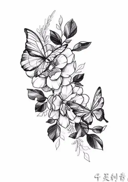 素花纹身手稿图案