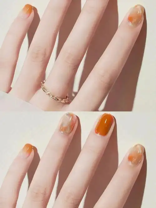 秋天必备焦糖色美甲