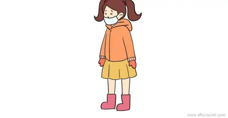 小孩戴口罩儿童画怎么画 小孩戴口罩简笔画画法
