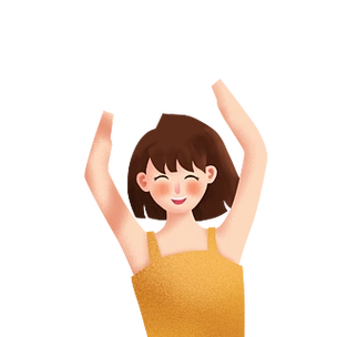 卡通可爱举起双手的女孩