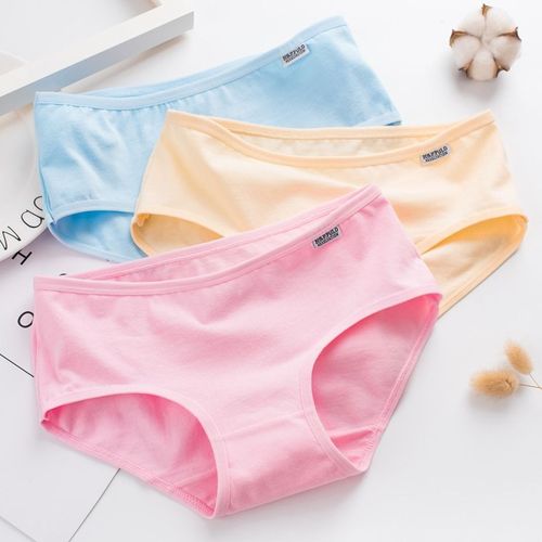 3/4条装女士内裤女纯棉低腰少女学生韩版抗菌性感全棉三角裤100%