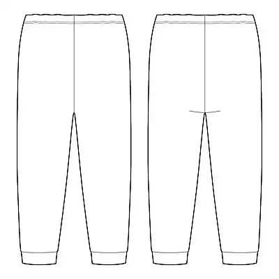 儿童技术素描裤.儿童家居服裤子设计模板隔离在白色背景上.