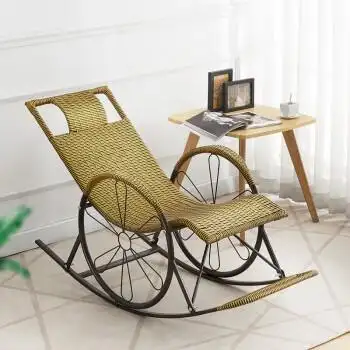 摇椅躺椅家用摇椅子老人摇摇椅客厅仿藤椅阳台藤椅成人户外逍遥椅香槟