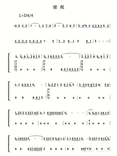 梁祝你笑起来真好看古筝流行曲谱