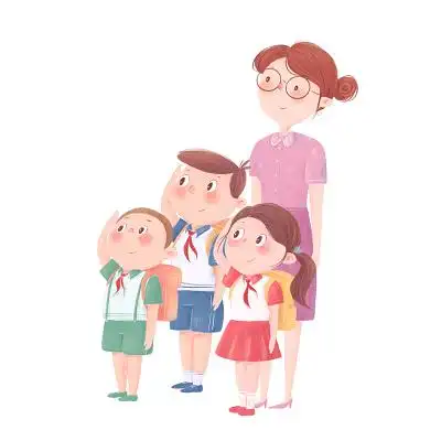 手绘卡通儿童开学季学生人物素材可爱卡通手绘小朋友补习班学生友情