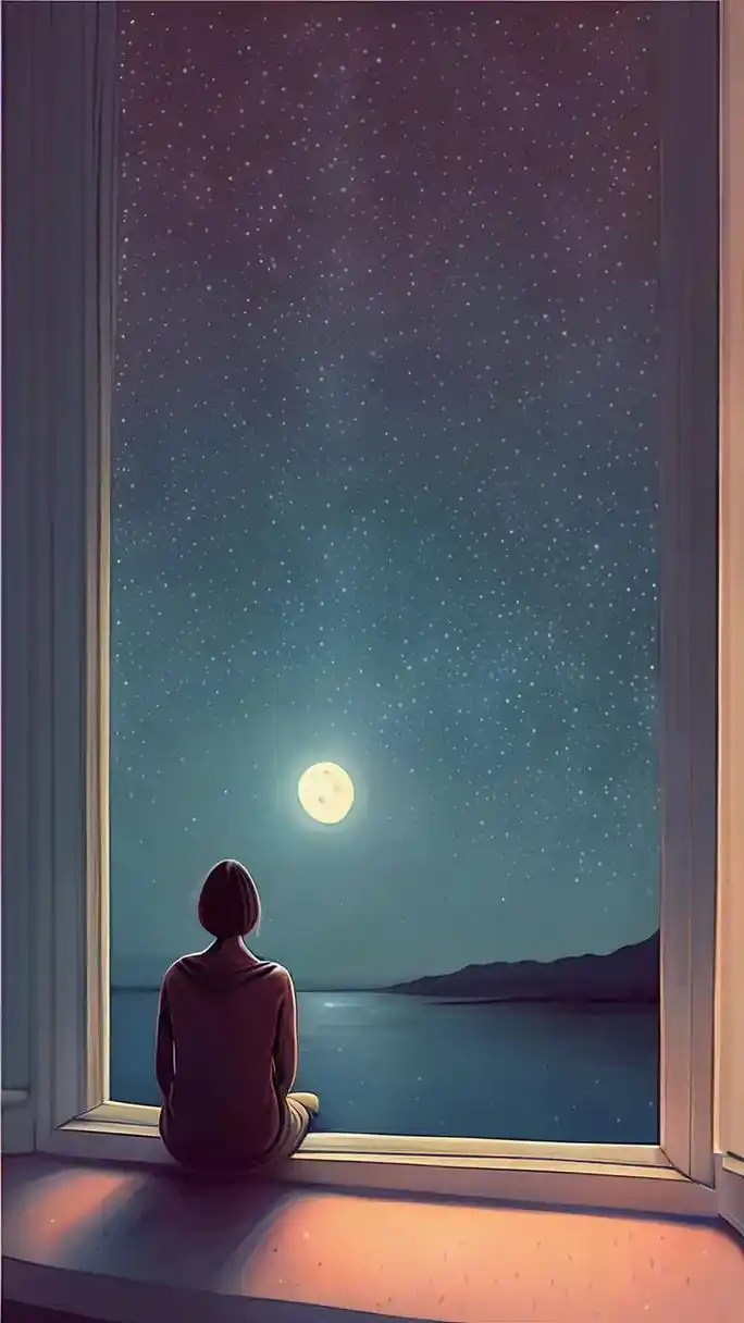 宁静的夜晚,我独自坐在窗前, - 抖音