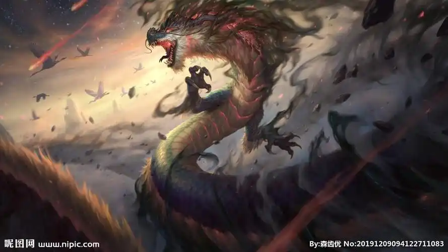 彩色插画巨龙动漫背景图片