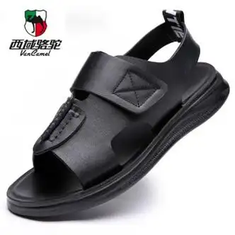 夏季新款潮流罗马凉鞋男厚底男士沙滩鞋百搭时尚休闲凉鞋 黑色2021款