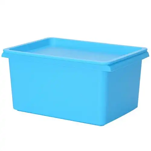 收纳用品乐服塑料收纳箱桌面有盖储物箱家居整理盒物品收纳盒蓝色15l