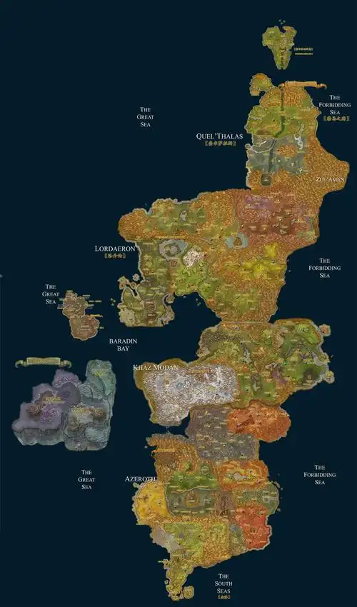 艾泽拉斯东部——东部王国 eastern kingdoms 艾泽拉斯世界东部的大陆