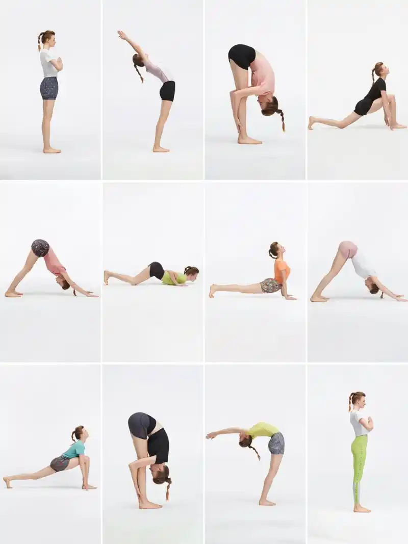 05拜日式,是瑜伽体内预热和开始各种姿势的重要基本动作.