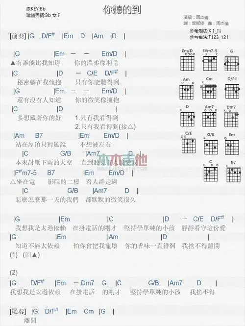 周杰伦你听得到吉他谱