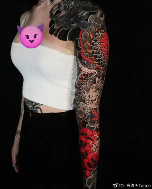 近距离欣赏 高质量花臂效果|经典老传统#老传统纹身##老传统花臂