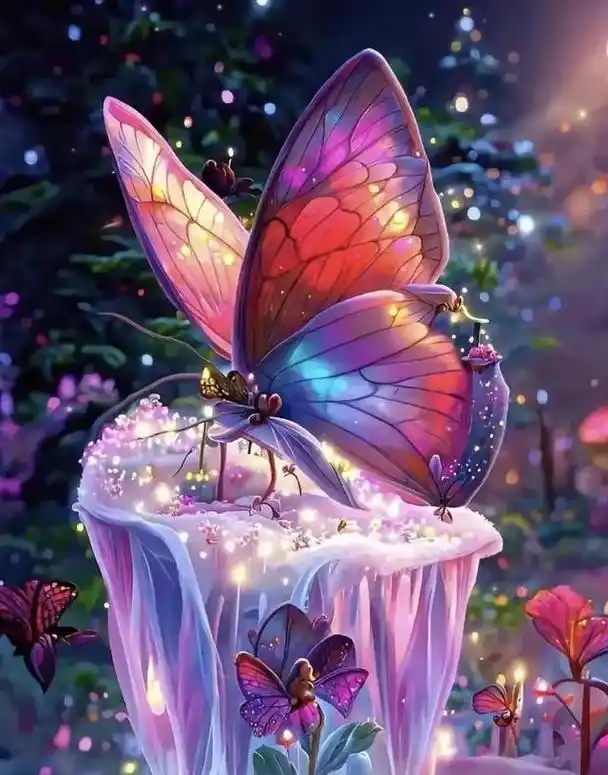 唯美图片〡梦幻蝴蝶,晚霞温柔,风也醉人