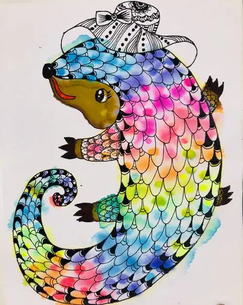 作品展示儿童简单好看的彩铅画图片,吃鸡蛋的仪式感   儿童创意美术