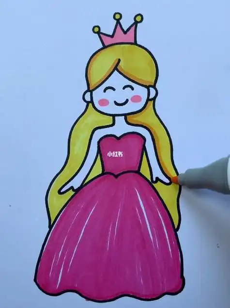 涂色图片大全-红豆饭小学生简笔画大全白雪公主美女与野兽长发公主