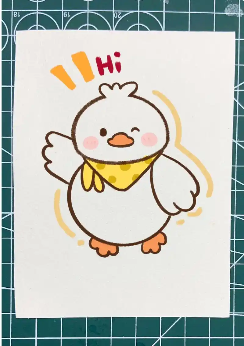 围巾小鸭子,超简单(有教程步骤)#简笔画 #一起学画画 #一 - 抖音