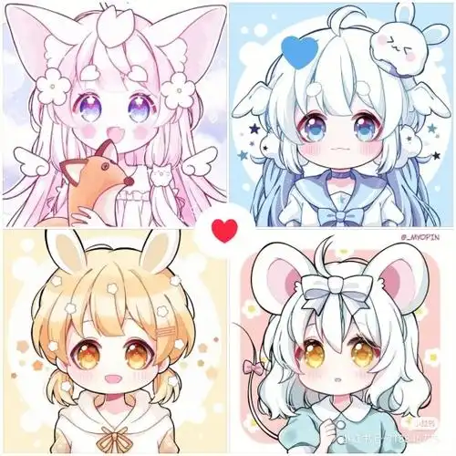 4人闺蜜头像可爱_小红书