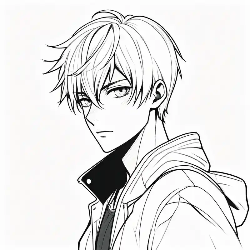 黑白素描动漫男生头像👦