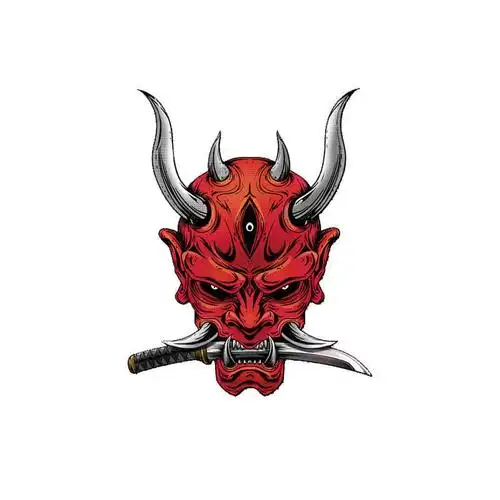 鬼武士车贴般若鬼武者面具汽车贴纸日系和风电动车摩托车划痕贴