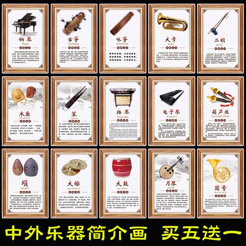音乐培训班古筝钢琴小提琴简介装饰挂画学校声乐中外乐器图片大全