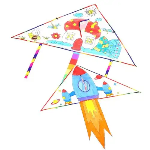 闪电客手工风筝diy材料包自制儿童微风易飞涂鸦手绘空白风筝