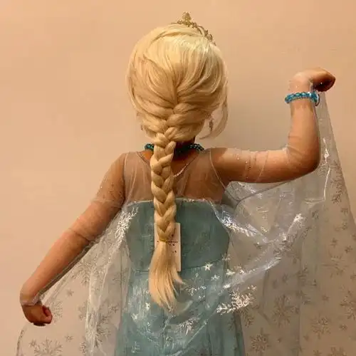 艾莎cos假发淡金色单辫子冰雪奇缘迪士尼公主万圣节爱莎elsa头套