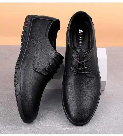 皮尔卡丹品牌严选透气防臭皮鞋男真皮牛皮商务休闲鞋男士系带春秋透气