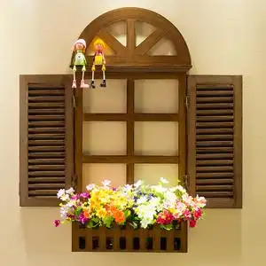 家居饰品木质复古仿真窗户欧式假窗户壁挂创意门店墙面装饰百叶窗