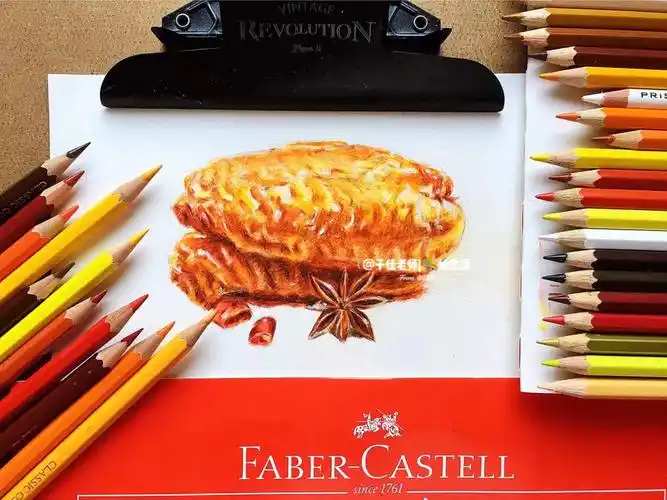 手帐彩铅美食烤鸡翅附步骤及线稿