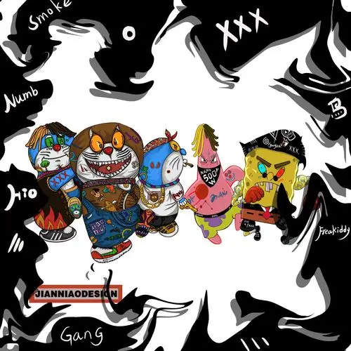 hiphop插画tupac,biggie,xxxtentacion