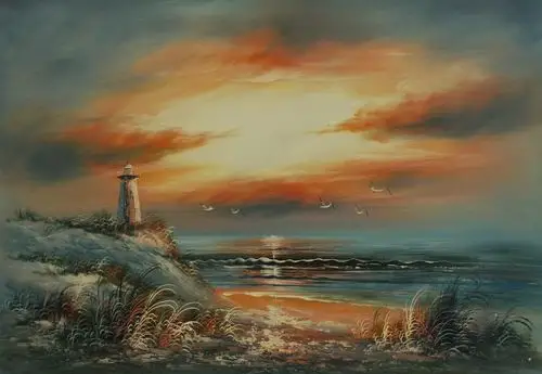 贺友邻油画《海鸥》