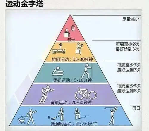 也可以参照一下"科学健身金字塔",根据需求,选择合适的项目及控制好