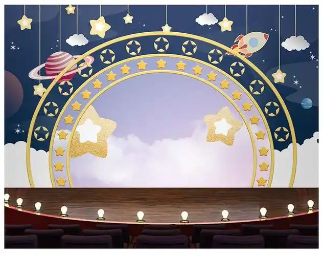 3d播音演讲小主持人口才培训班舞台背景墙纸教育机构教室装饰壁纸