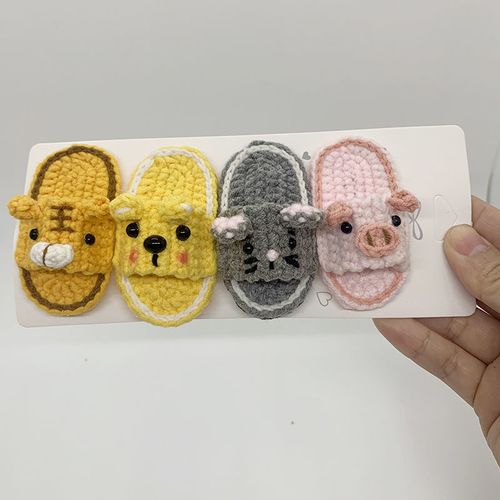 手工编织十二生肖动物发夹个性搞怪特色拖鞋女孩毛线发饰女生饰品