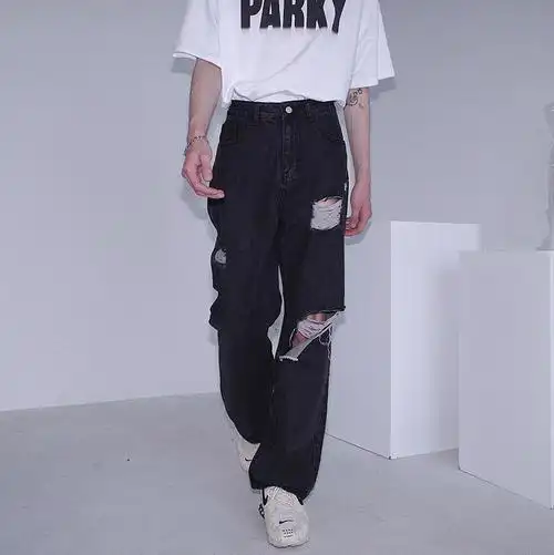 宋亚轩同款春夏款私服破洞牛仔裤蓝色现货s