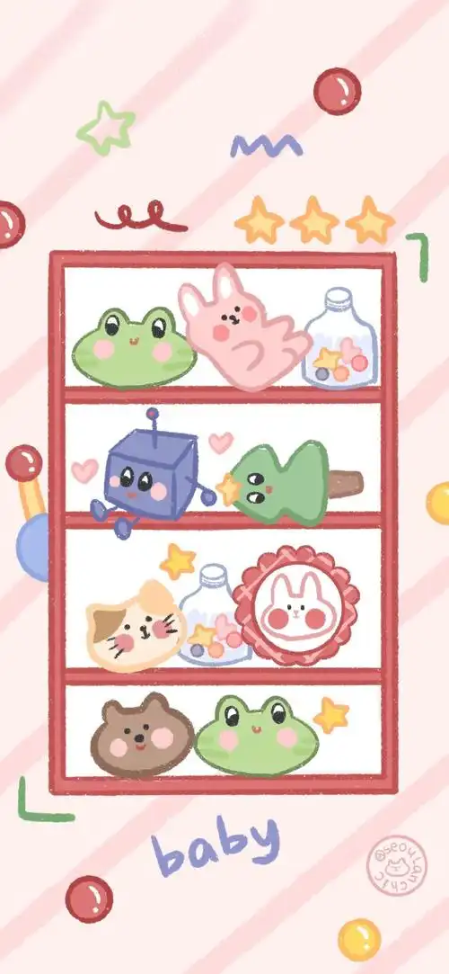 cr:@见水印插画 素材 ins 韩系 可爱 简约 手绘 动漫 锁屏 屏保