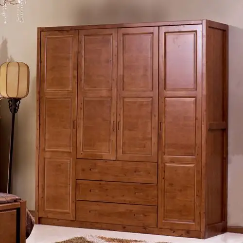 柏韵堂 全实木香柏木大衣柜门四门衣橱可带顶柜卧室902带抽屉衣柜