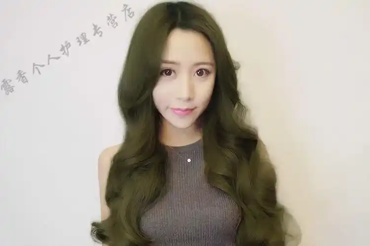 亚麻闷青抹茶绿色染发剂植物茶青染发膏彩色显白流行潮色抹茶绿00000