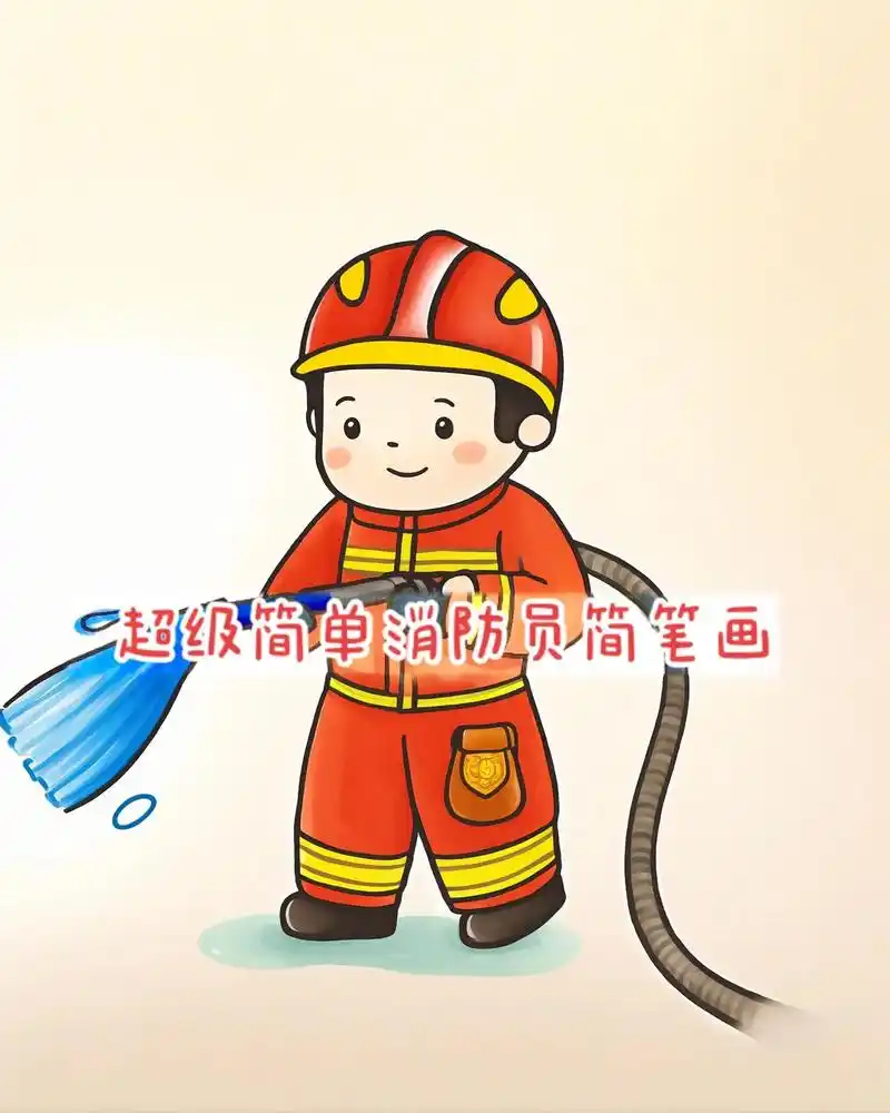 这是一个超级简单的消防员简笔画,让我们一起来画吧!