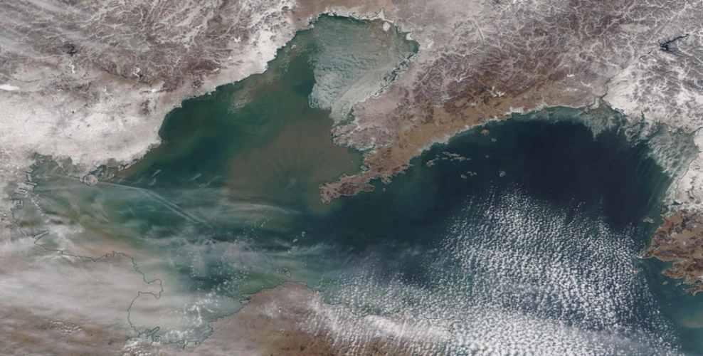 图|2月17日渤海和黄海北部海冰卫星实况图近几天受冷空气的持续影响