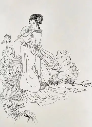 仕女图线描稿